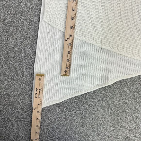 Express Ribbed Asymmetrical Hem Split Side Long Sweater Cream Large Turtle Neck - Picture 13 of 14